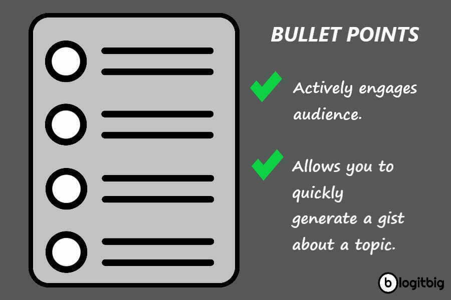 bullet point- writing for online content