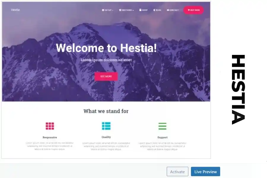 best free WordPress themes for blogs hestia