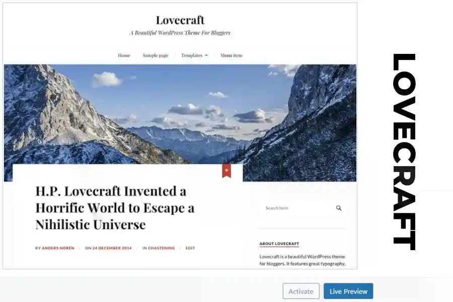 Lovecraft WordPress theme