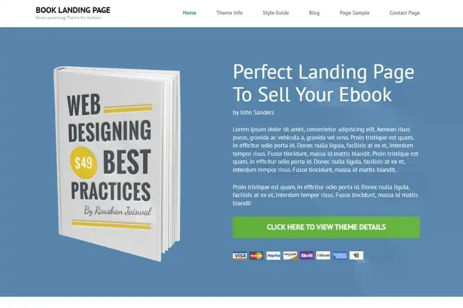 Book Landing Page WordPress Theme