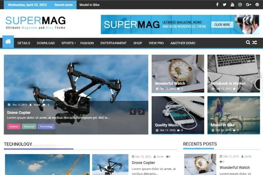 SuperMag WordPress magazine themes